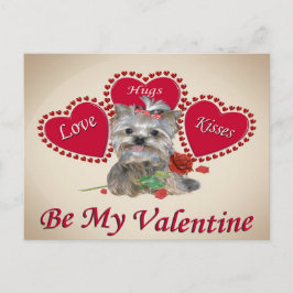 Cartão Postal Yorkie Love Hugs e Kisses