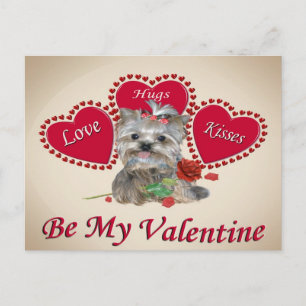 Cartão Postal Yorkie Love Hugs e Kisses