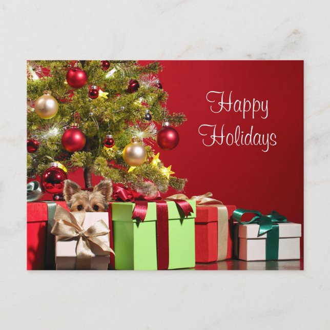 Cartão Postal Yorkie Natal (Frente)