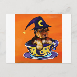 Cartão Postal Yorkie Poo de Halloween