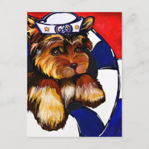 CARTÃO POSTAL YORKIE POO MARINHA