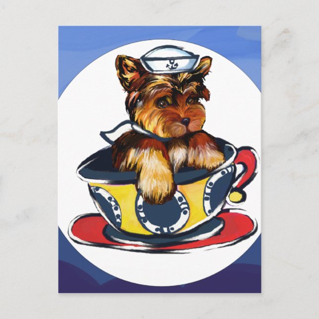 Cartão Postal Yorkie Poo Marinho (Frente)