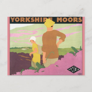 Cartão Postal Yorkshire Moors Viagens vintage