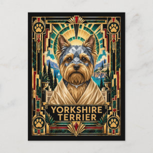 Cartão Postal Yorkshire Terrier, Cão Art Déco
