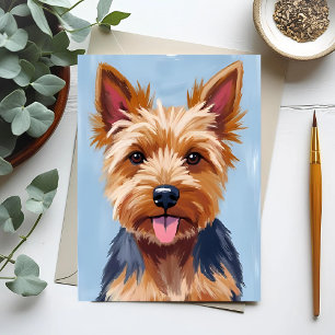 Cartão Postal Yorkshire Terrier Dog Portrait Painting