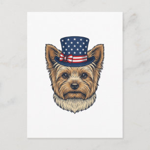 Cartão Postal Yorkshire Terrier Patriótico Vintage