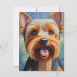 Cartão Postal Yorkshire Terrier Pointillism Cão Portrait