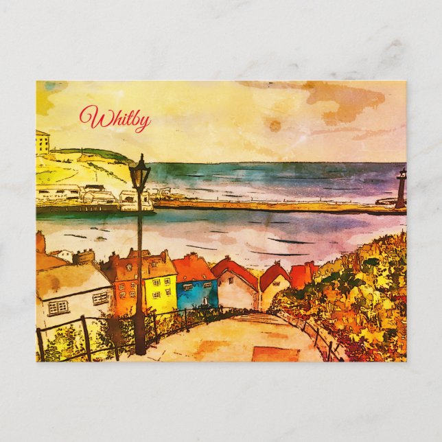 Cartão Postal Yorkshire Whitby 199 Etapas originais Art Postcard (Frente)