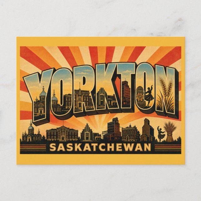 Cartão Postal Yorkton Saskatchewan Coração Ucraniano (Frente)