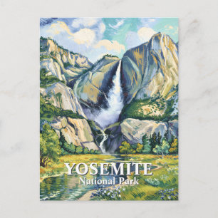 Cartão Postal Yosemite Bridalveil Fall Colorido Van Gogh Vintage