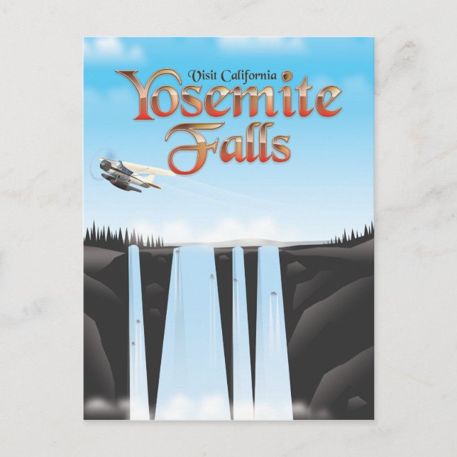 Cartão Postal Yosemite Falls California poster de viagens (Frente)