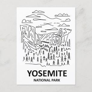 Cartão Postal Yosemite National Park Line Art