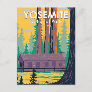 Cartão Postal Yosemite National Park Mariposa Grove Cabin Retro