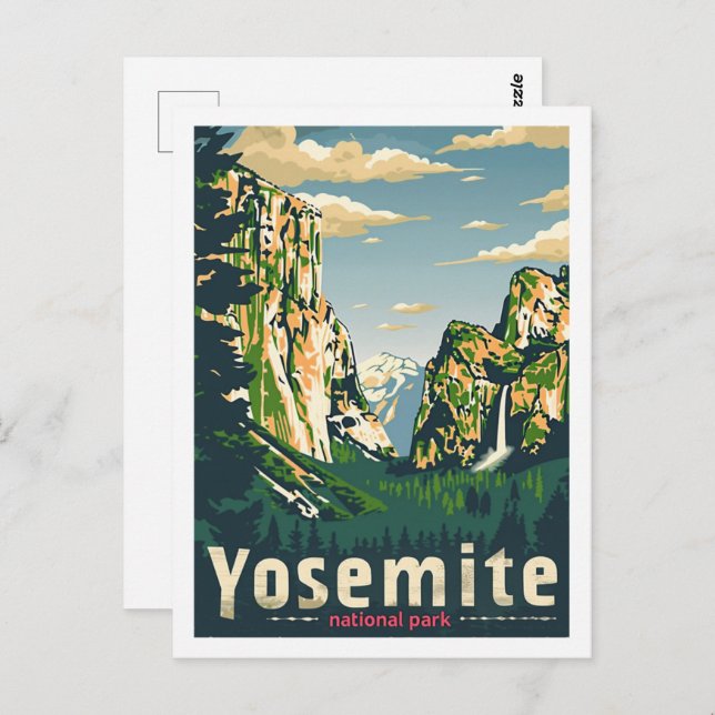 Cartão Postal Yosemite National Park Vintage Familiar Viagem (Frente/Verso)