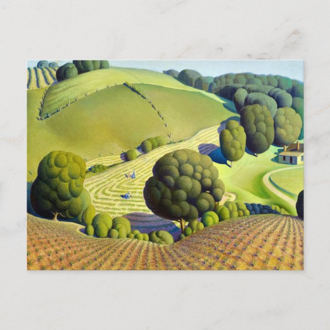 Cartão Postal Young Corn, 1931, por Grant Wood (Frente)