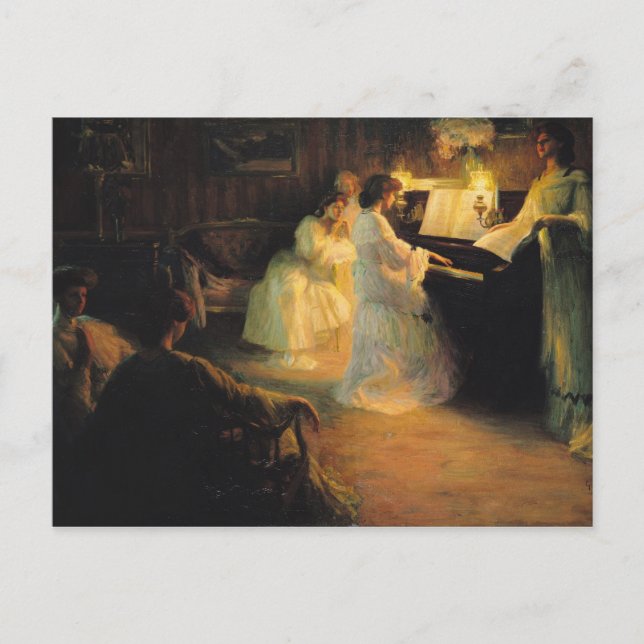 Cartão Postal Young Girls at a Piano, 1906 (Frente)
