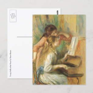 Cartão Postal Young Girls in Piano por Pierre Renoir