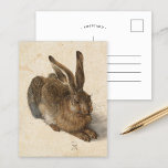 Cartão Postal Young Hare | Albrecht Dürer<br><div class="desc">Jovens lebres (1502) | Albrecht Dürer's Young Hare (1502) é uma pintura aquosa meticulosamente detalhada que mostra uma representação semelhante à vida de uma lebre. Renomado pelo seu extraordinário realismo, o trabalho de arte captura a textura do pelo da lebre, a delicada luz nos seus olhos e a sutil brincadeira...</div>