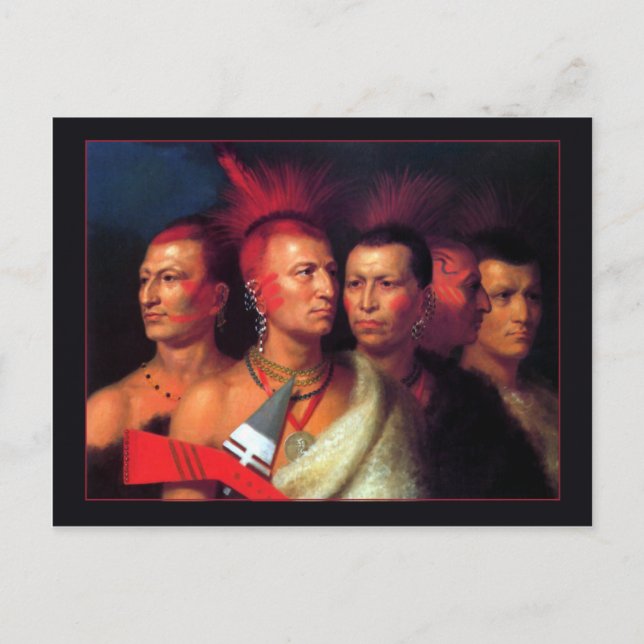 Cartão Postal Young Omahaw, War Eagle, Little Missouri & Pawnew (Frente)