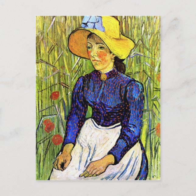 Cartão Postal Young Peasant Girl de Vincent van Gogh 1890 (Frente)