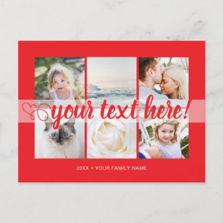 Cartão Postal Your custom text 6 photos collage universal