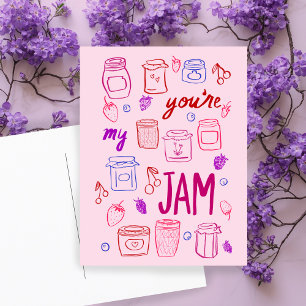 Cartão Postal YOURE MY JAM Cute Jars Illustração Namorados Love