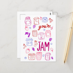 Cartão Postal YOURE MY JAM Cute Jars Illustração Namorados Love