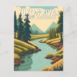 Cartão Postal Yukon River North America Viagem Art Vintage