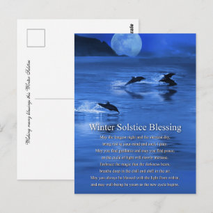 Cartão Postal Yule do Solstício de Inverno com Golfinhos 