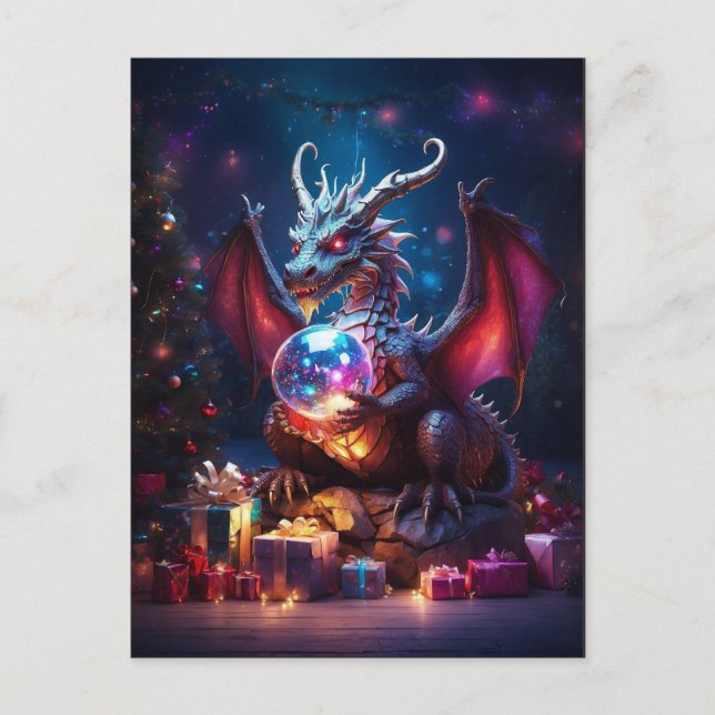 Cartão Postal Yuletide Dragon (Frente)