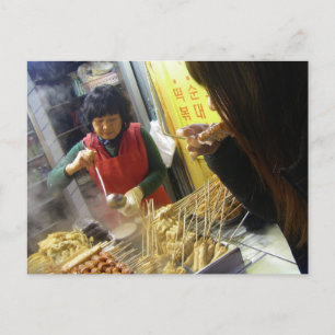 Cartão Postal Yummy!/Coreano Tempura Vendor, Seul, Coreia do Sul