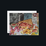 Cartão Postal yummy sandwich and chips junk journal Collage<br><div class="desc">A mixed media collage made with vintage images and a sandwich with chips this one was AI generated based on a photo of my actual junk journal mixed media collage</div>