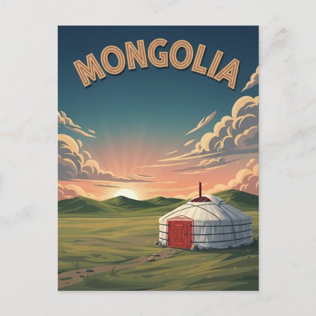 Cartão Postal Yurt na Viagem da Mongólia (Frente)
