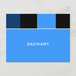 Cartão Postal Zachary Blue Black Bar Mitzvah Thank You Postcard