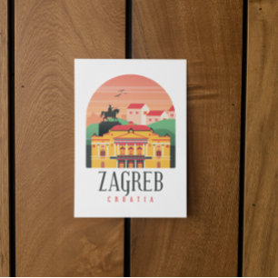 Cartão Postal Zagreb Croácia Cityscape Vintage