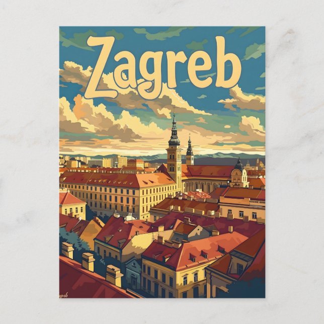 Cartão Postal Zagreb Croácia Vintage (Frente)