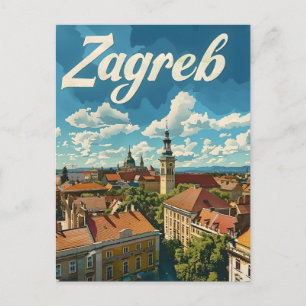 Cartão Postal Zagreb Viagens vintage
