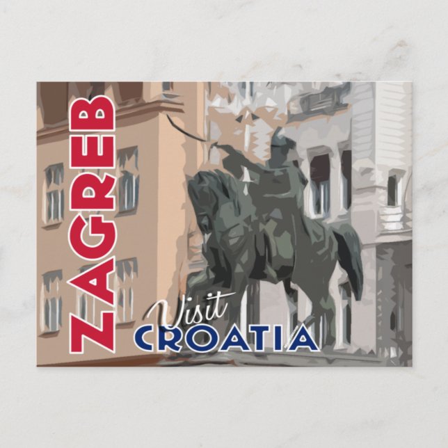 Cartão Postal Zagreb, Visite a Croácia (Frente)