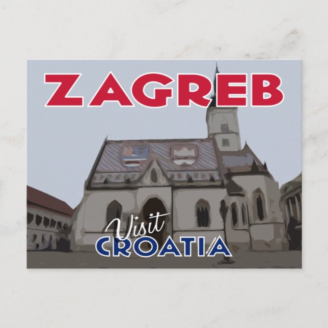 Cartão Postal Zagreb, Visite a Croácia (Frente)