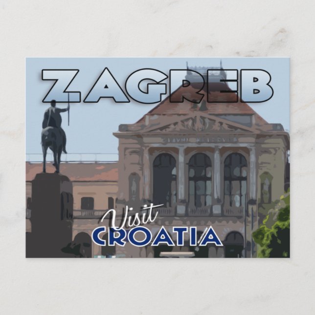 Cartão Postal Zagreb, Visite a Croácia (Frente)
