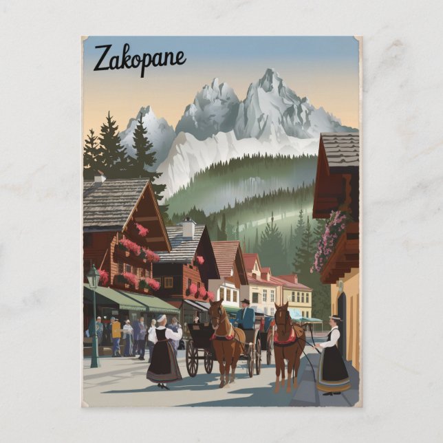 Cartão Postal Zakopane Polônia vintage (Frente)
