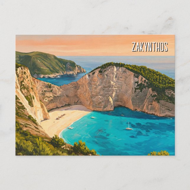 Cartão Postal Zakynthos Grécia (Frente)