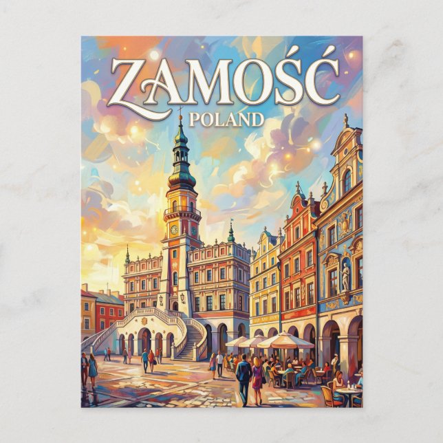 Cartão Postal Zamość Polônia (Frente)
