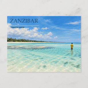 Cartão Postal Zanzibar Laguna Turquesa Costa Lenhada por Palme