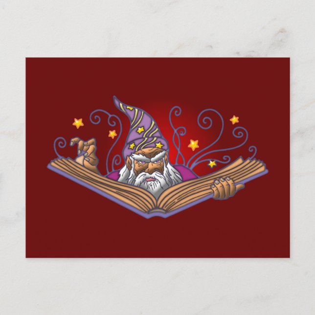 Cartão Postal Zauberer Buch Grimoire feiticeiro feiticeiro (Frente)
