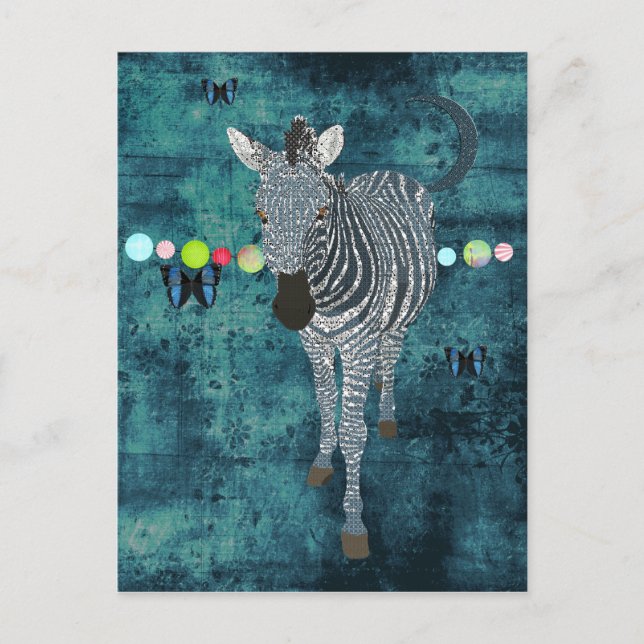 Cartão postal Zebra à Lua da Meia-Noite (Frente)