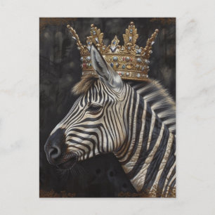 Cartão Postal Zebra Adorável numa Coroa