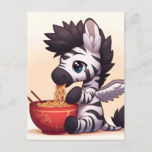 Zebra Angel Eating Ramen Adorável