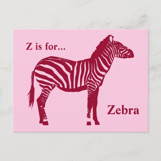Cartão Postal Zebra - Borgonha e Rosa (Frente)