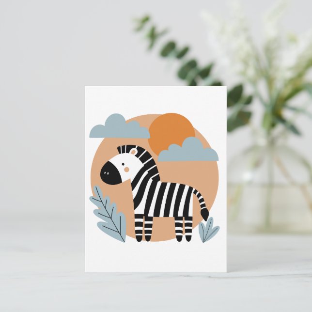 Cartão Postal Zebra Caprichosa Influenciada pela Escandinávia (Em pé/Frente)